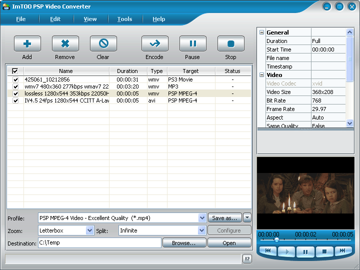 MPEG2 to PSP Converter