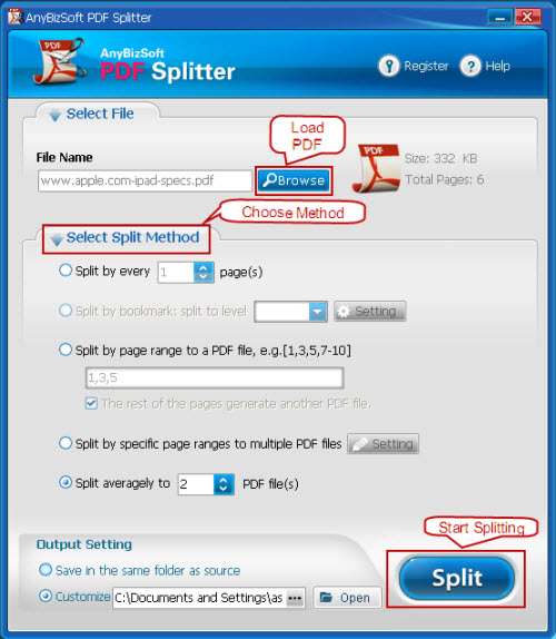 PDF splitter,split PDF documents