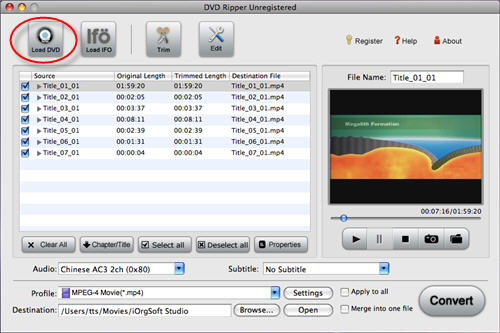 shrink DVD to MP4 for iPod, iPhone on Mac