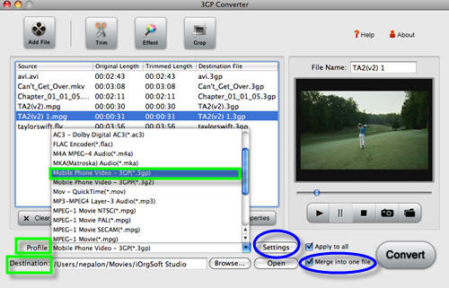 Convert Video to 3GP for Mac