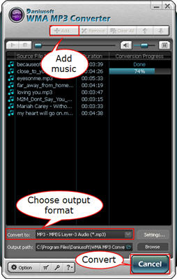 convert WMA to MP3 and other music files