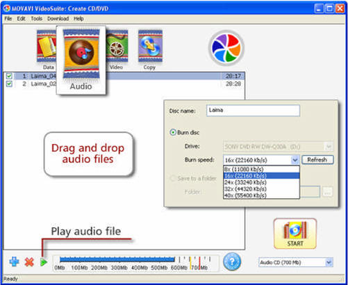 burn copy CD/DVD and create Data/Audio/Video Disc