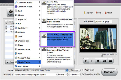 import MPG to iMovie with Mac MPEG movie converter