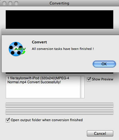 AMV Converter Mac can convert videos among AMV/MPG/MOV/MP4/DV/AVI/WMV/MKV on Mac OS X