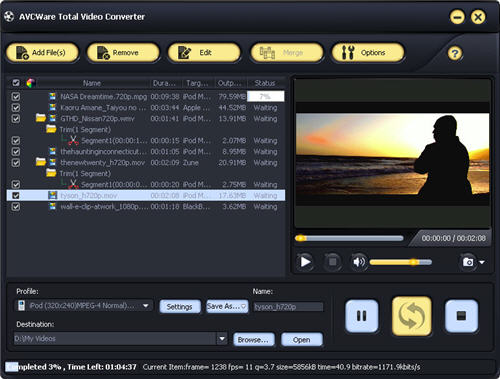 Convert video to mp3 player